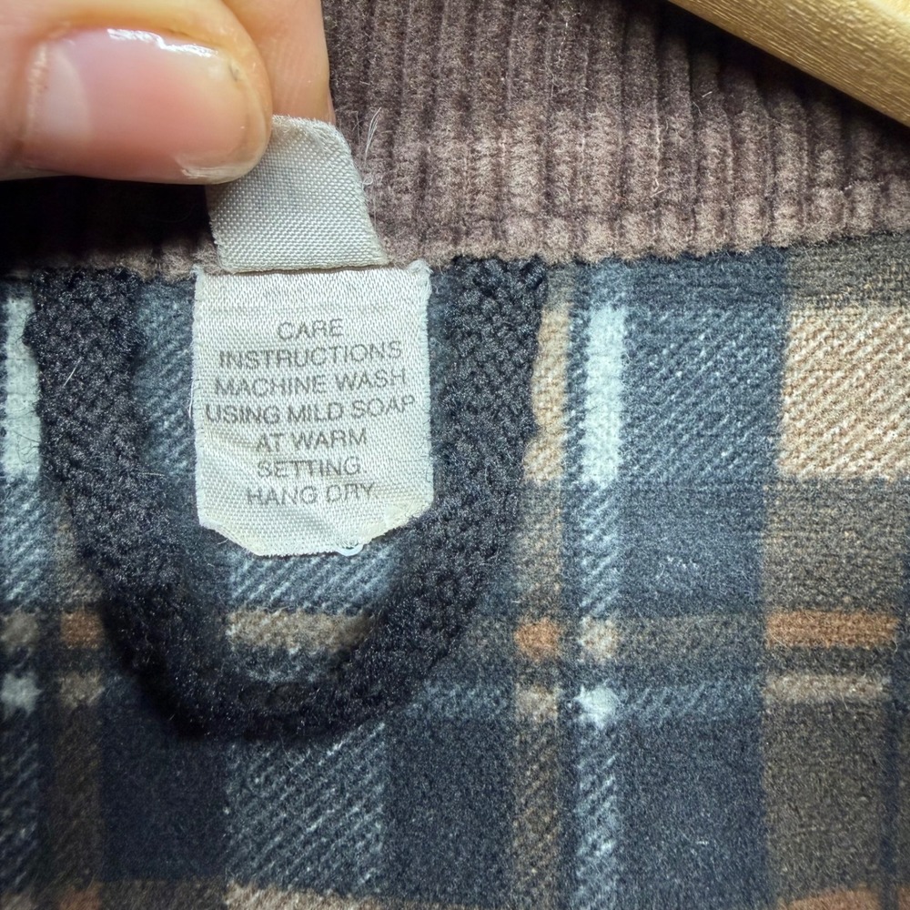 Wick Outdoor Works Mens XL Brown Plaid Flannel Lined Full Zip Jacket Corduroy - Picture 5 of 16